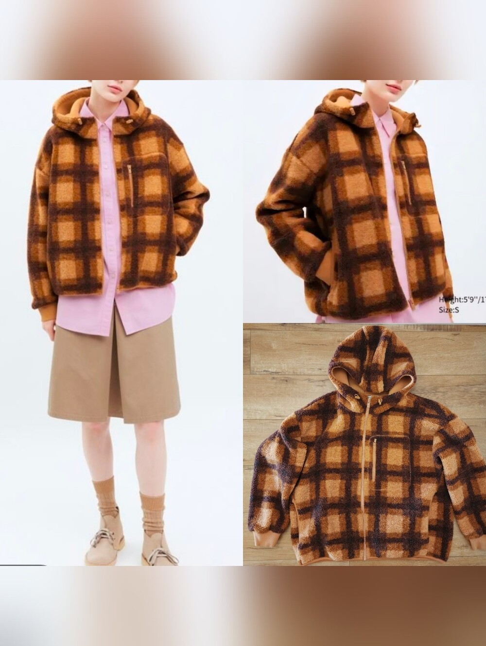 RARE Uniqlo X JW Anderson for JAPAN Plaid Fleece Jacket Women Asian L US M Teddy